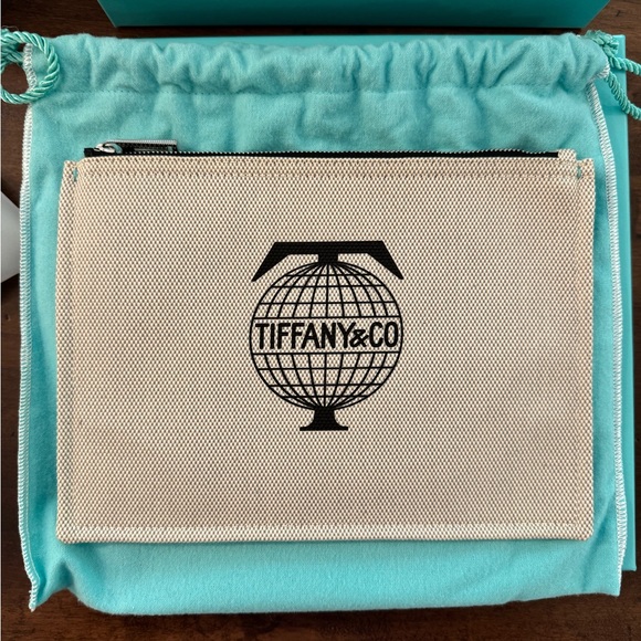 Tiffany & Co. Cream and Black Canvas Pouch - Picture 1 of 10